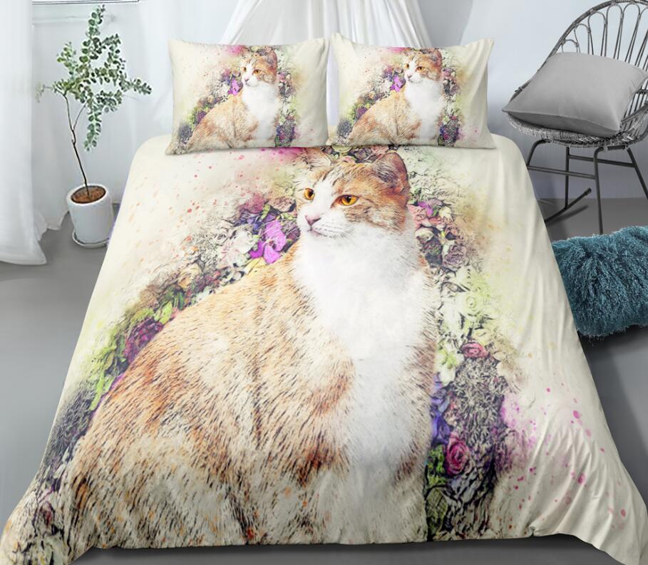 3D Cat Flower Bush 0071 Bed Pillowcases Quilt