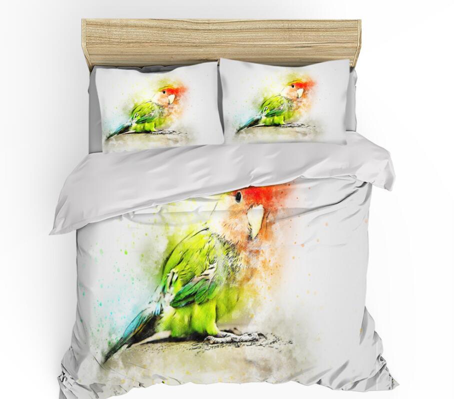 3D Parrot 0140 Bed Pillowcases Quilt