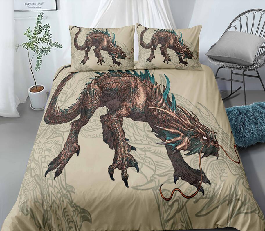 3D Brown Dragon 0141 Bed Pillowcases Quilt