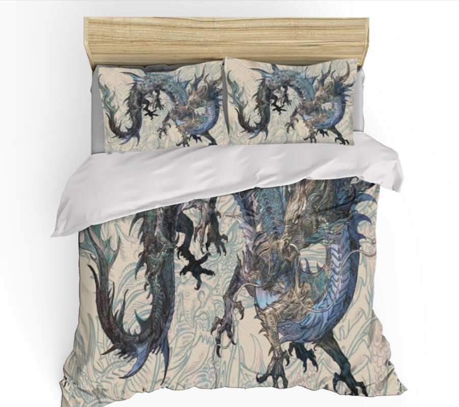3D Blue Dragon 1150 Bed Pillowcases Quilt