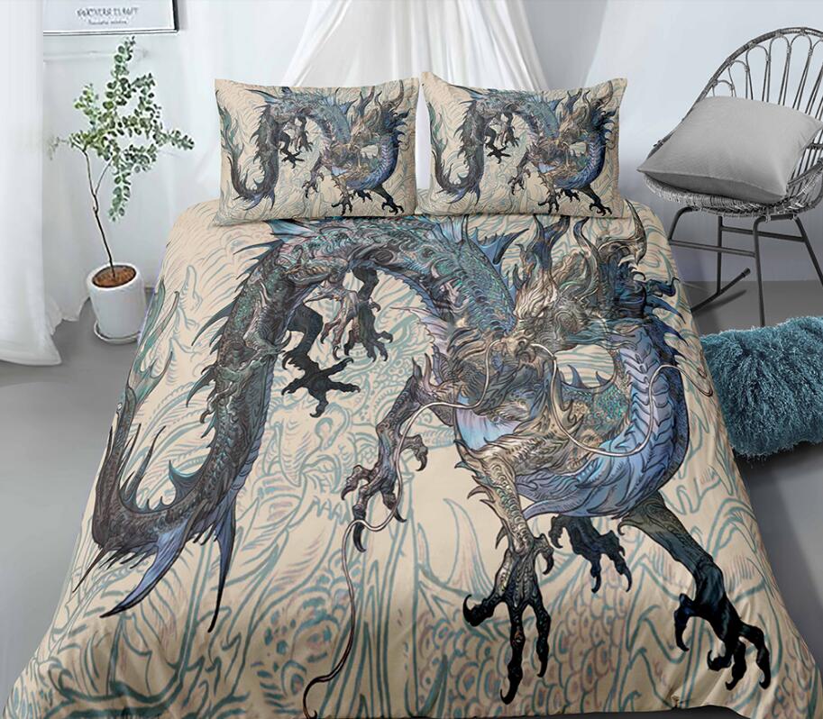 3D Blue Dragon 1150 Bed Pillowcases Quilt