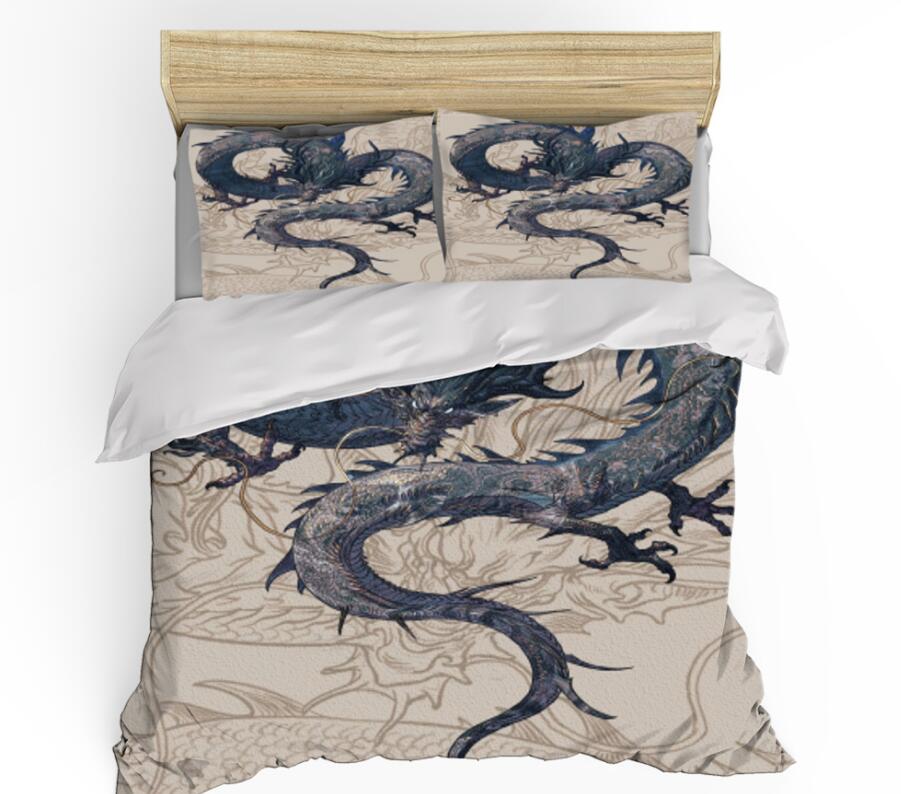 3D Black Dragon 1106 Bed Pillowcases Quilt