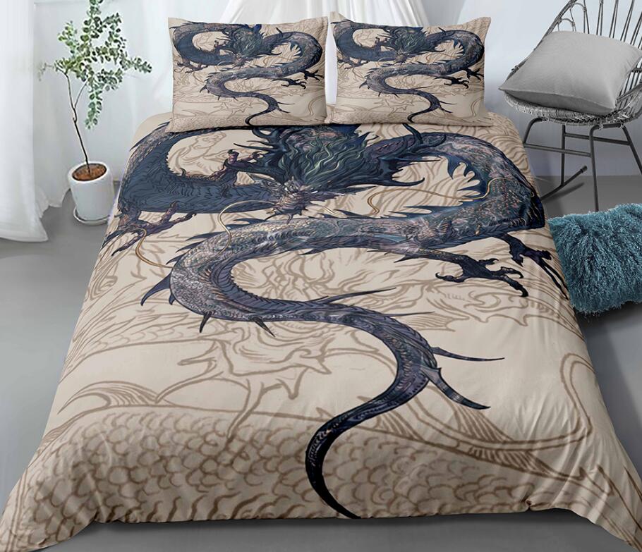 3D Black Dragon 1106 Bed Pillowcases Quilt