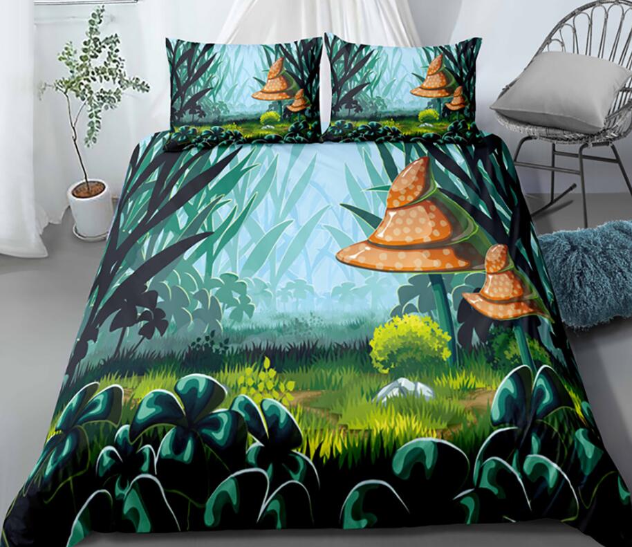 3D Grass Forest Mushroom 1134 Bed Pillowcases Quilt