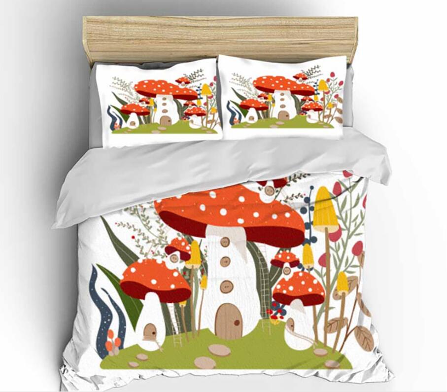 3D Grass Mushroom House 1151 Bed Pillowcases Quilt