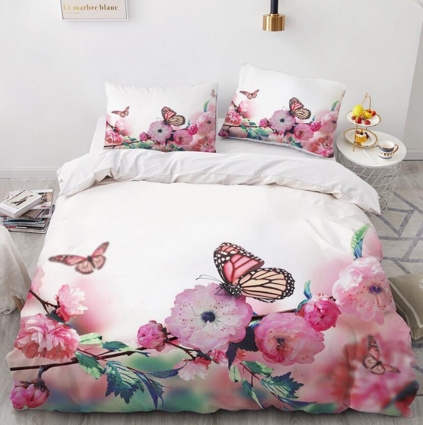 3D Pink Butterfly 9184 Bed Pillowcases Quilt