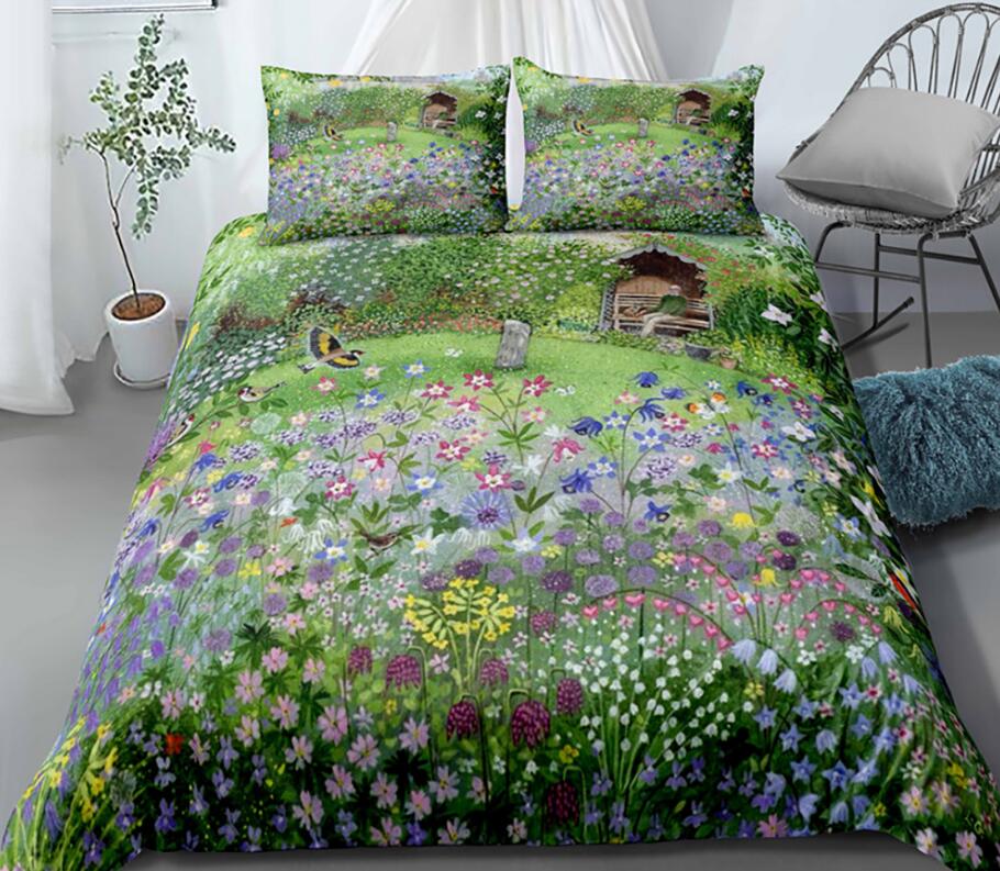 3D Grass Flower Bush 0143 Bed Pillowcases Quilt