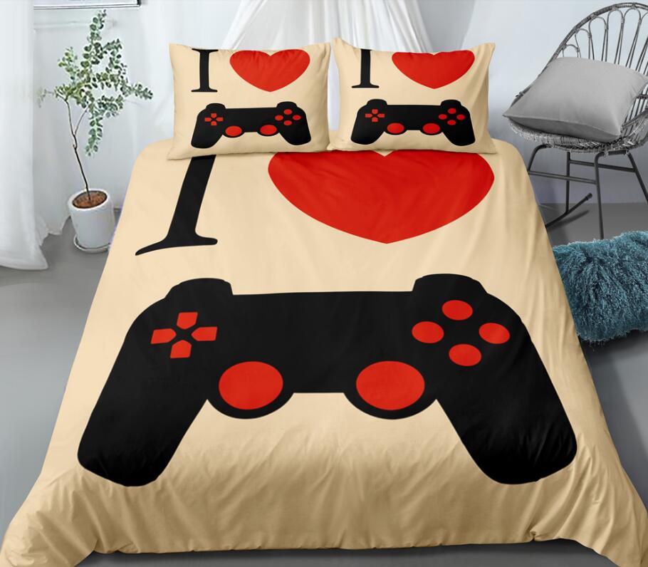 3D Video Game Controller Love 0048 Bed Pillowcases Quilt