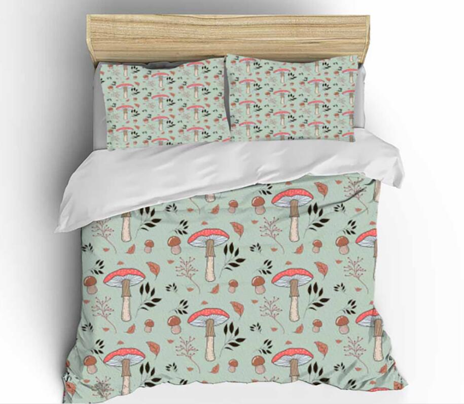3D Mushroom Leave 1117 Bed Pillowcases Quilt
