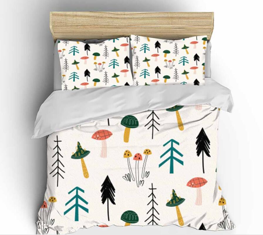 3D Tree Leaves Mushroom 0144 Bed Pillowcases Quilt