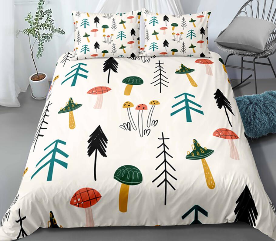 3D Tree Leaves Mushroom 0144 Bed Pillowcases Quilt