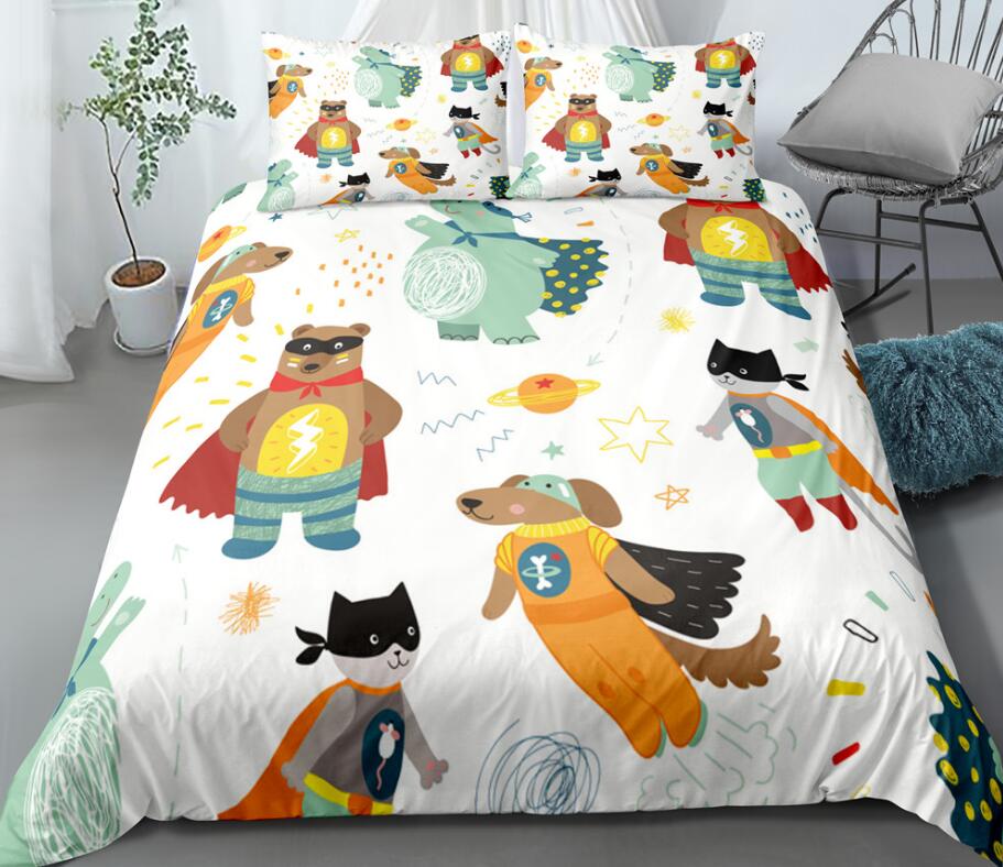 3D Cartoons Bear Cat Dog 0108 Bed Pillowcases Quilt