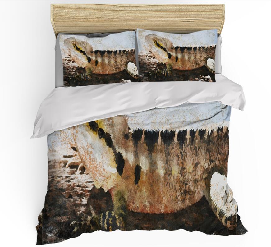 3D Ink Lizard 0122 Bed Pillowcases Quilt
