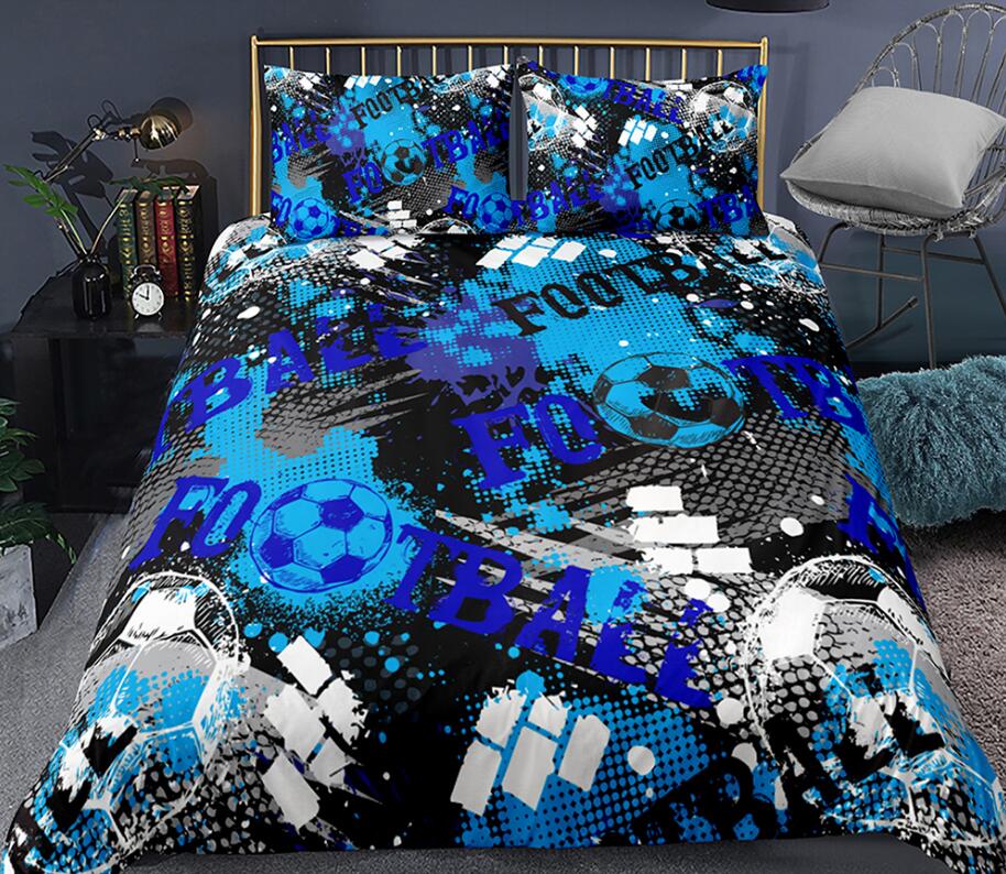 3D Blue Football 1119 Bed Pillowcases Quilt