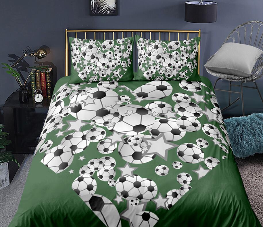 3D Many Footballs Star 1154Bed Pillowcases Quilt