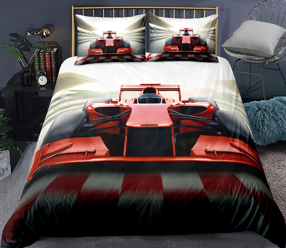 3D Racing Car 1121 Bed Pillowcases Quilt