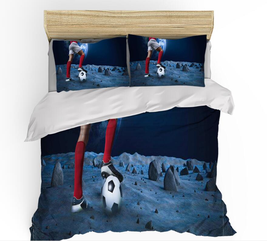 3D Play Football Moon 0039 Bed Pillowcases Quilt
