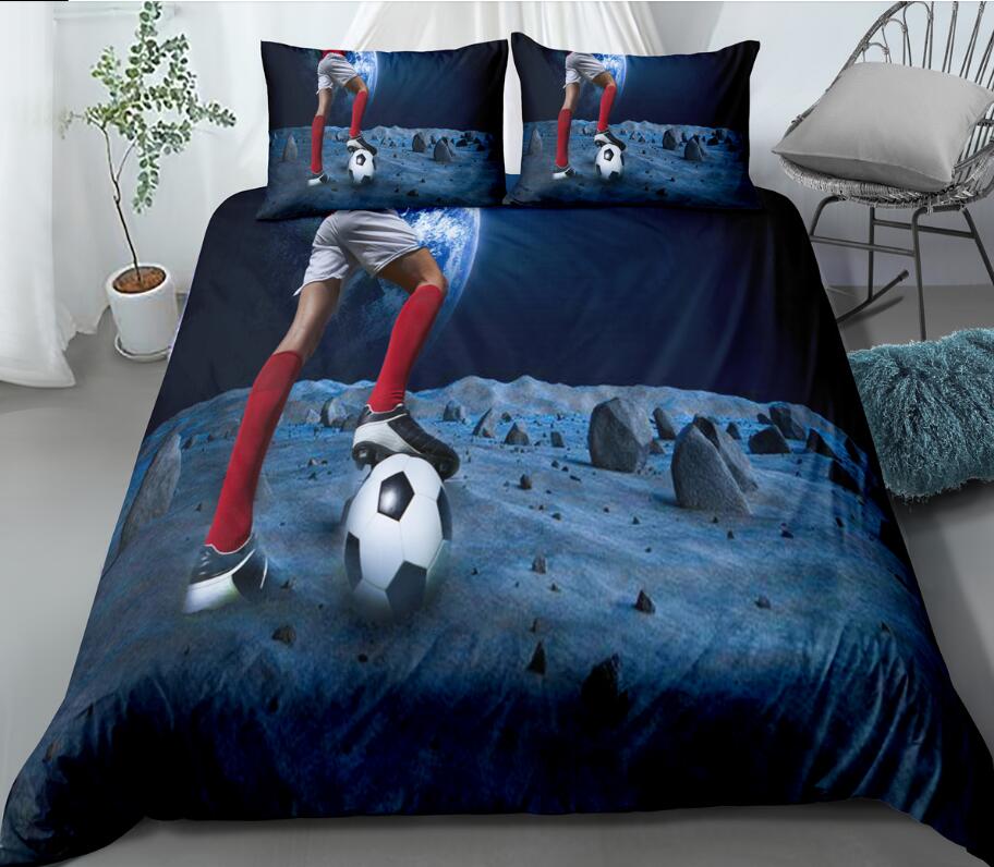 3D Play Football Moon 0039 Bed Pillowcases Quilt