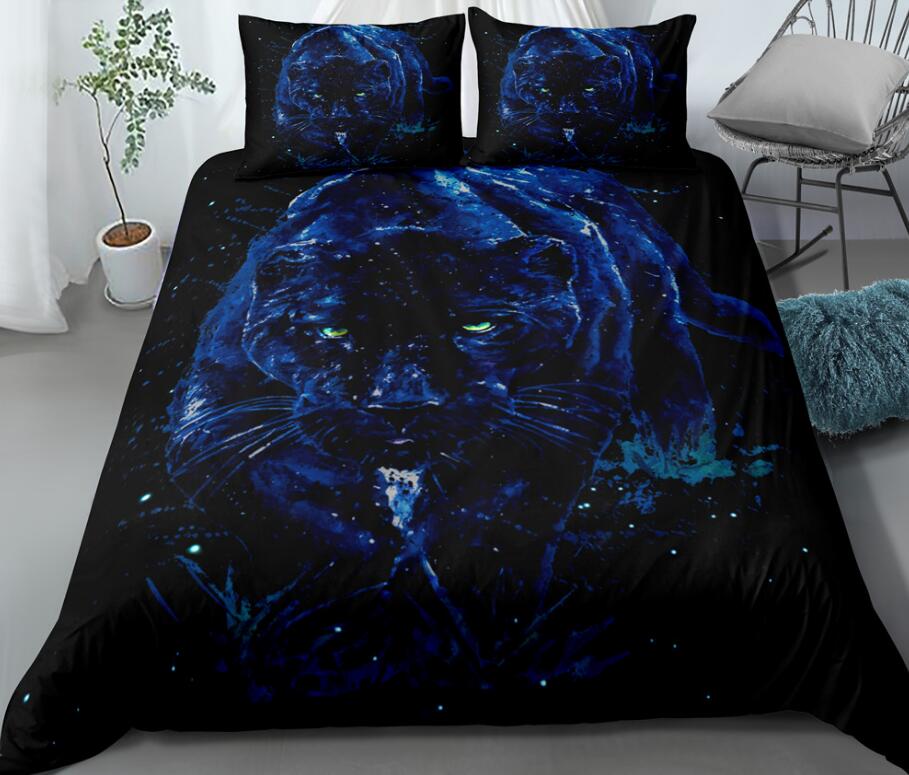 3D Panther 1143 Bed Pillowcases Quilt