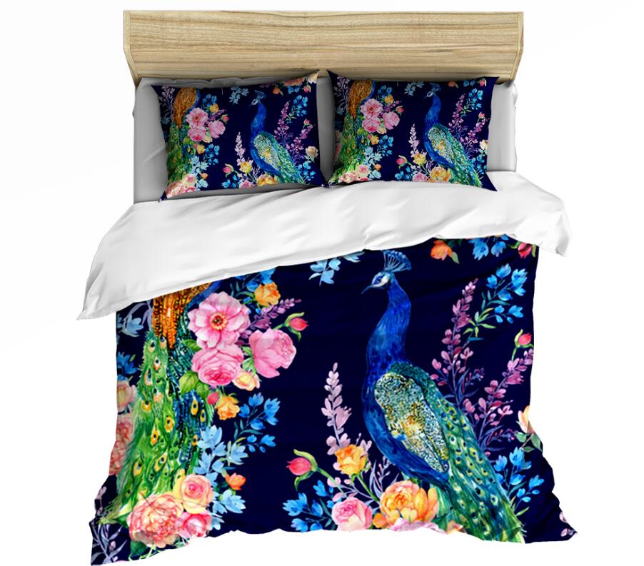 3D Peacock Flower 0055 Bed Pillowcases Quilt