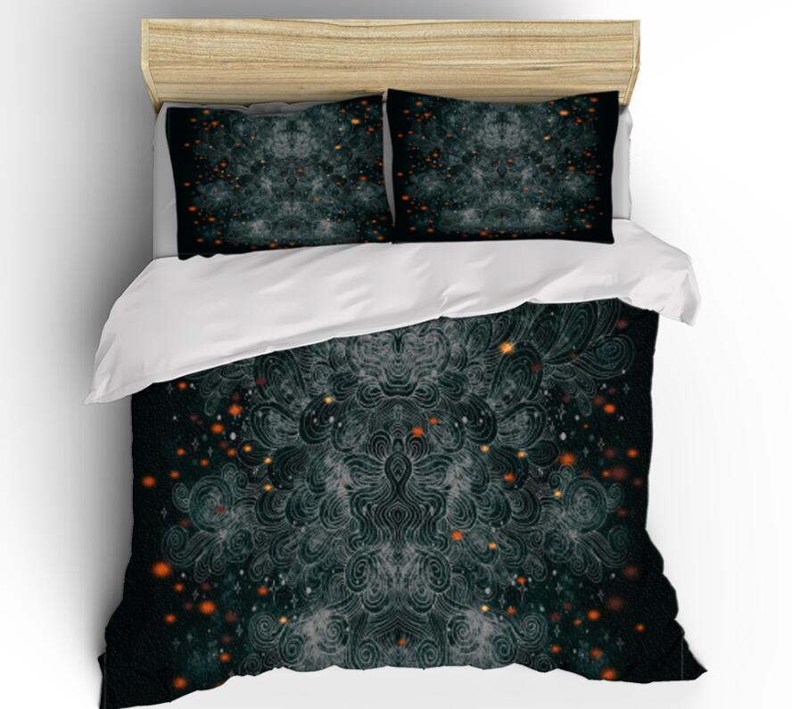 3D Black Red Star Point 0132 Bed Pillowcases Quilt