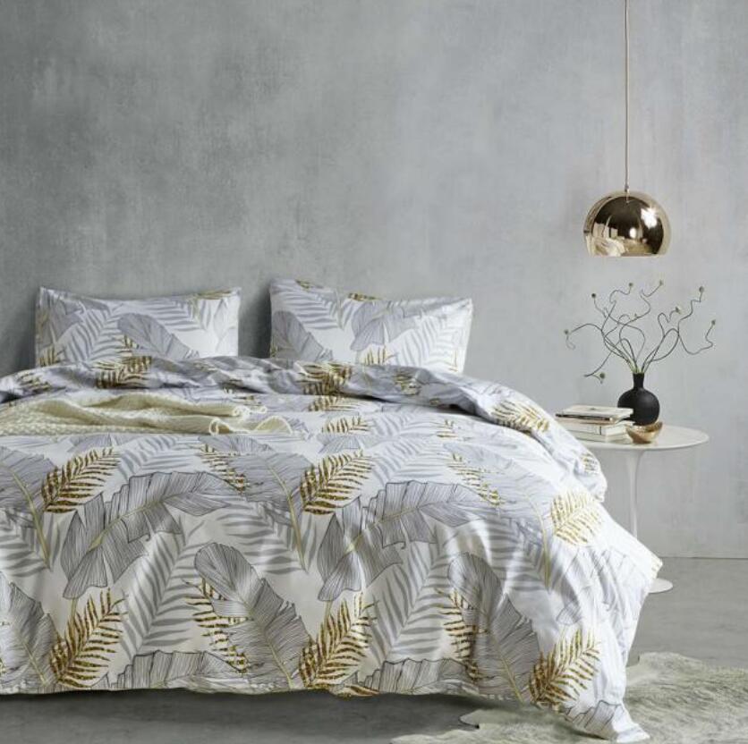 3D Gray Leaf 11102 Bed Pillowcases Quilt