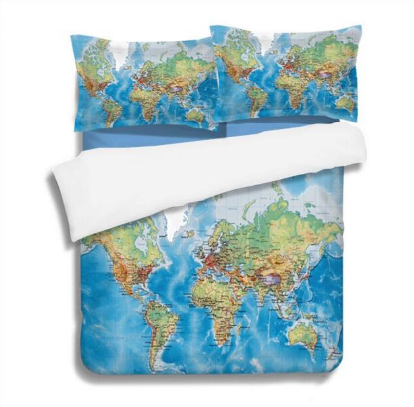 3D  Map 1160 Bed Pillowcases Quilt