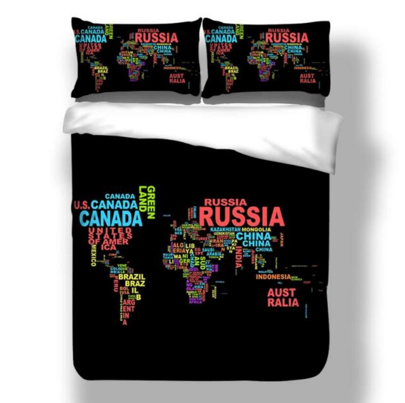 3D Text Map 1159 Bed Pillowcases Quilt
