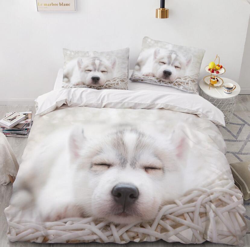 3D Puppy Husky 7788 Bed Pillowcases Quilt