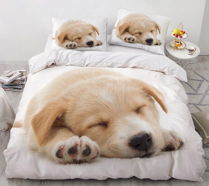 3D Yellow Puppy 7789 Bed Pillowcases Quilt