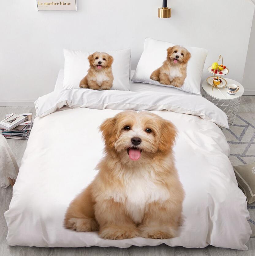 3D Yellow Long-Haired Puppy 7797 Bed Pillowcases Quilt