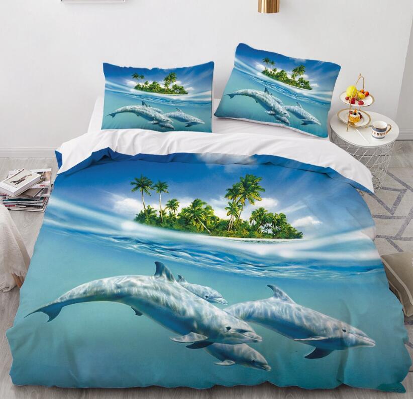 3D Island Dolphin 77139 Bed Pillowcases Quilt