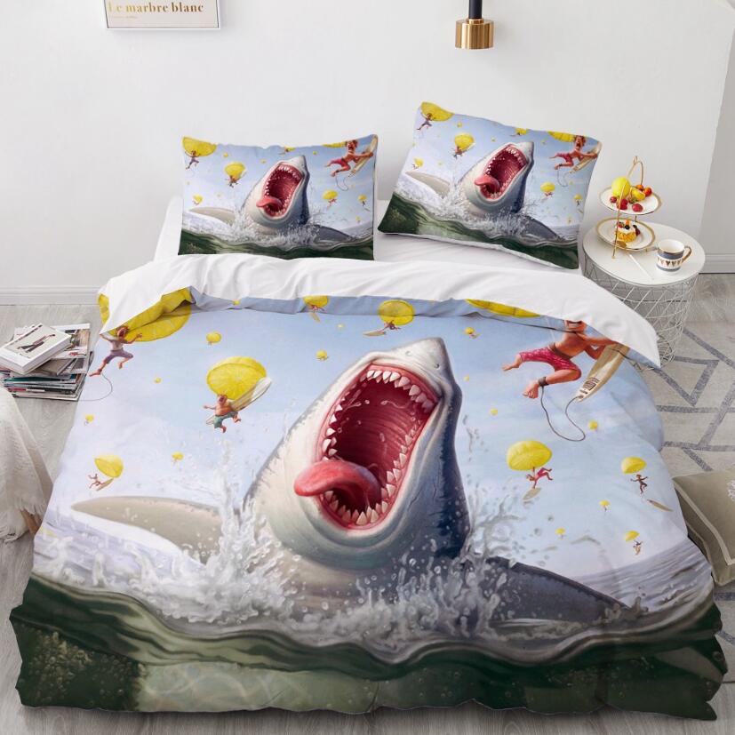 3D Big Shark 77140 Bed Pillowcases Quilt