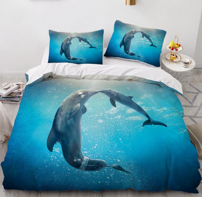 3D Sea Dolphin 77141 Bed Pillowcases Quilt
