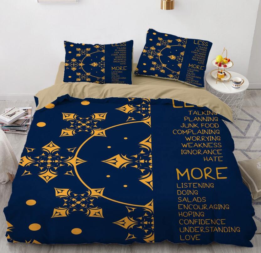 3D Navy Blue Golden Texture 7714 Bed Pillowcases Quilt