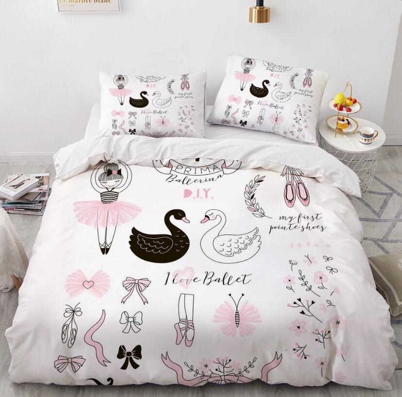 3D Black And White Swan 55143 Bed Pillowcases Quilt