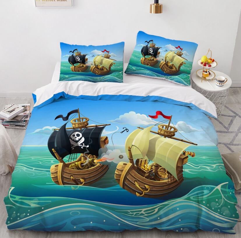 3D Cartoon Boat 55145 Bed Pillowcases Quilt
