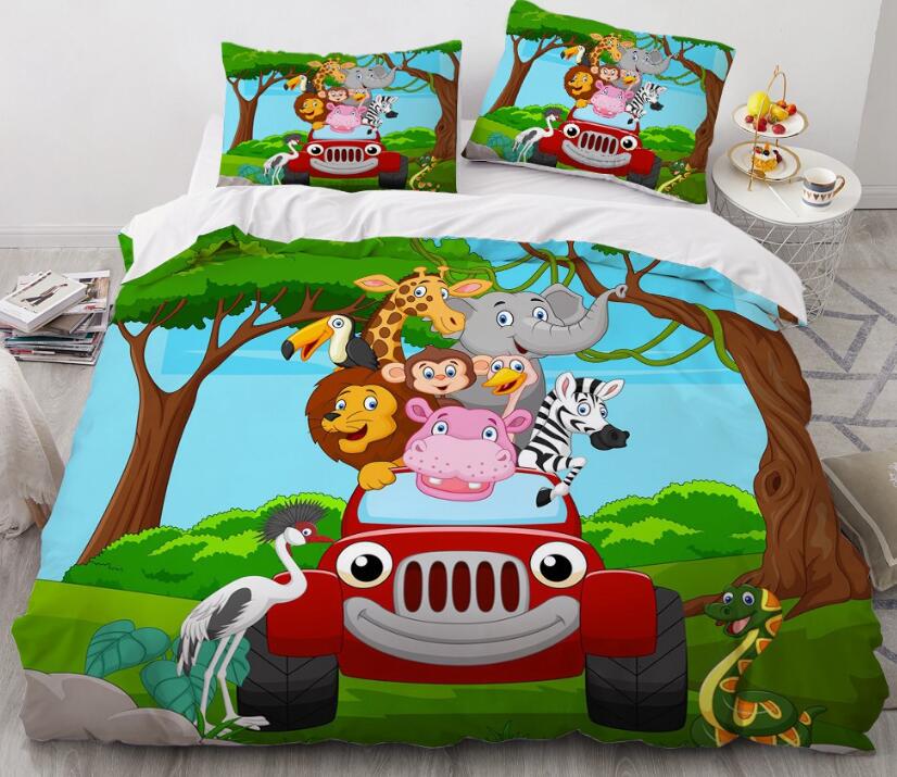 3D Cartoons Animal Car 55147 Bed Pillowcases Quilt