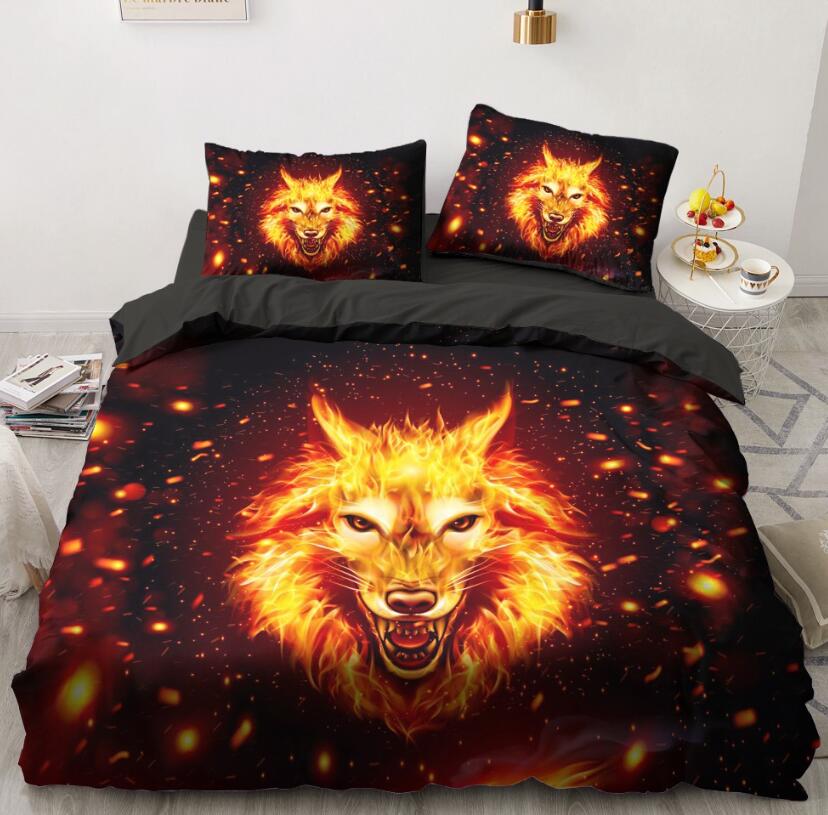 3D Flame Wolf 88116 Bed Pillowcases Quilt