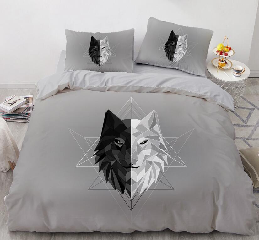3D Gray Black And White Wolf 88117 Bed Pillowcases Quilt