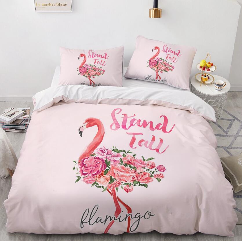 3D Flamingo Flower 7755 Bed Pillowcases Quilt