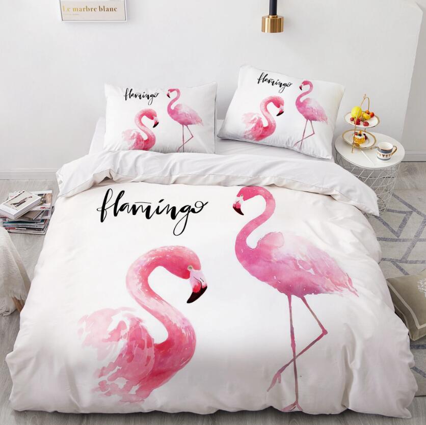 3D Two Flamingos 7763 Bed Pillowcases Quilt