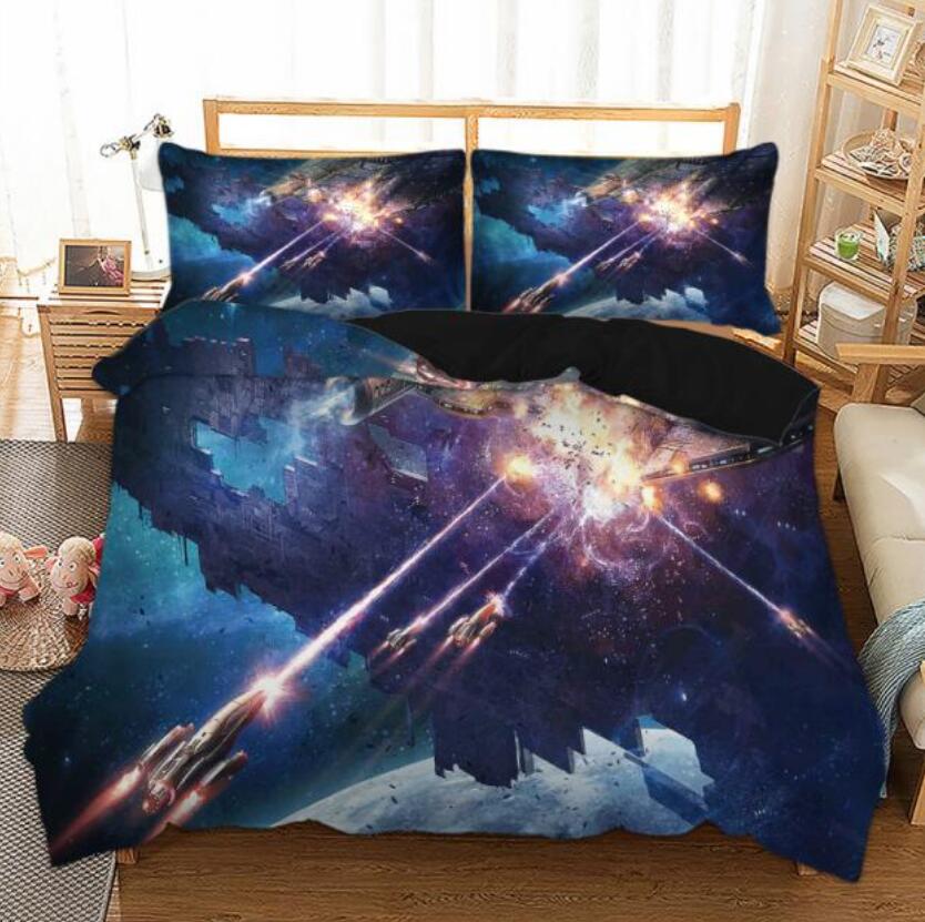 3D Space Battleship 5523 Bed Pillowcases Quilt