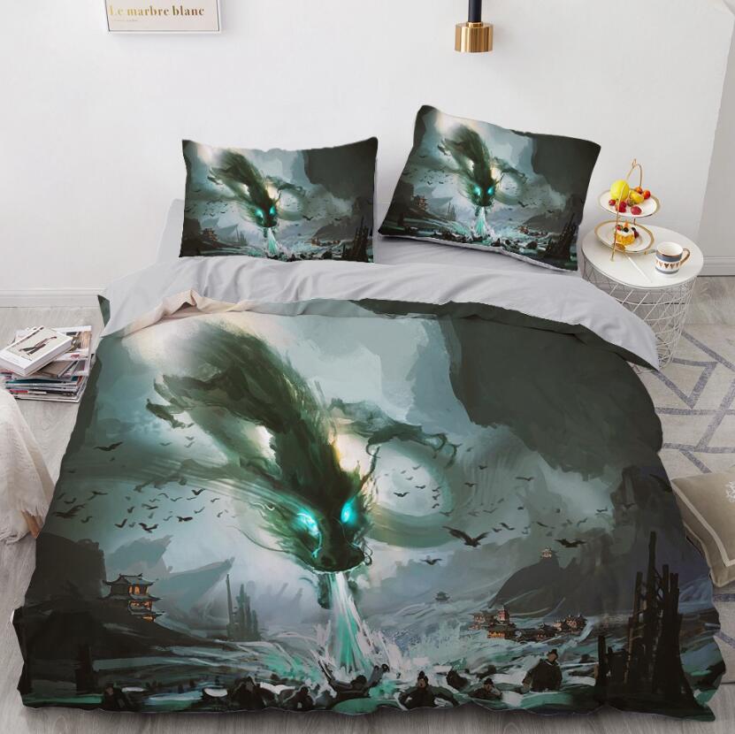 3D Big Dragon Mountain 7717 Bed Pillowcases Quilt