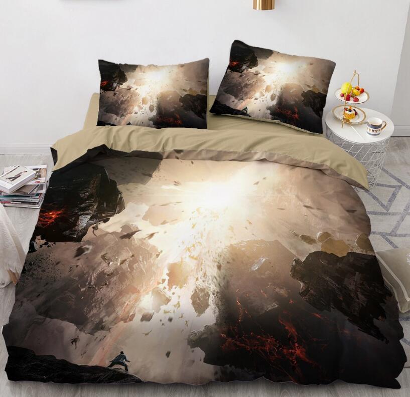 3D Big Stone Drop 7718 Bed Pillowcases Quilt