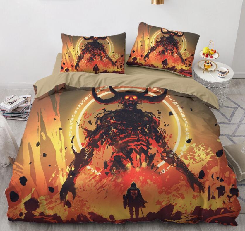 3D Devil Flame 7722 Bed Pillowcases Quilt