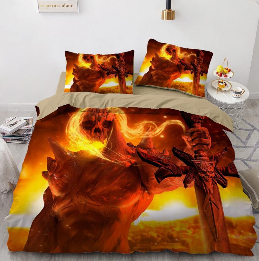 3D Flame Skull Sword 7727 Bed Pillowcases Quilt