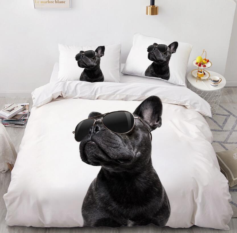 3D Black Bulldog 7794 Bed Pillowcases Quilt