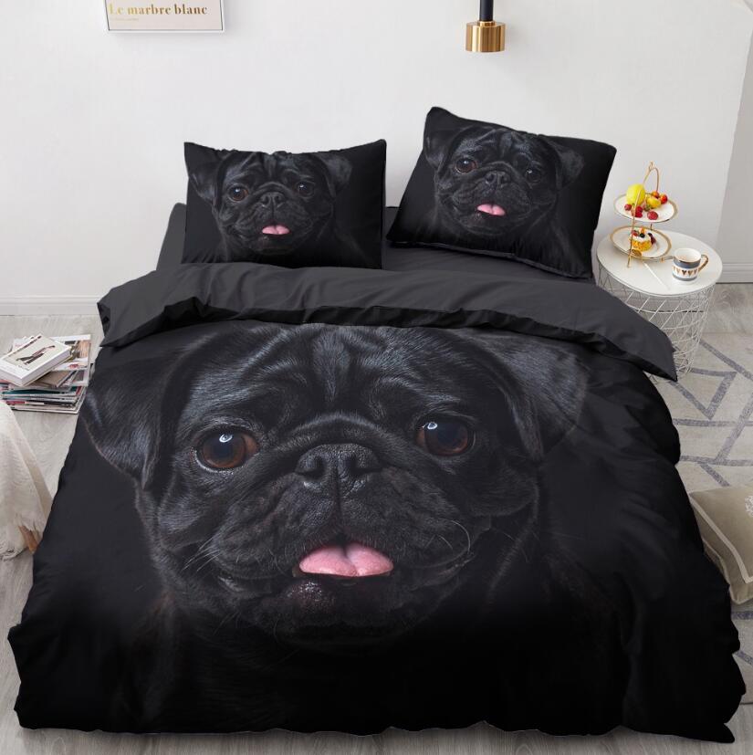 3D Black Puppy 77101 Bed Pillowcases Quilt