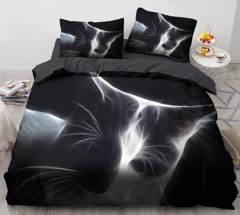 3D Cat Light 77107 Bed Pillowcases Quilt